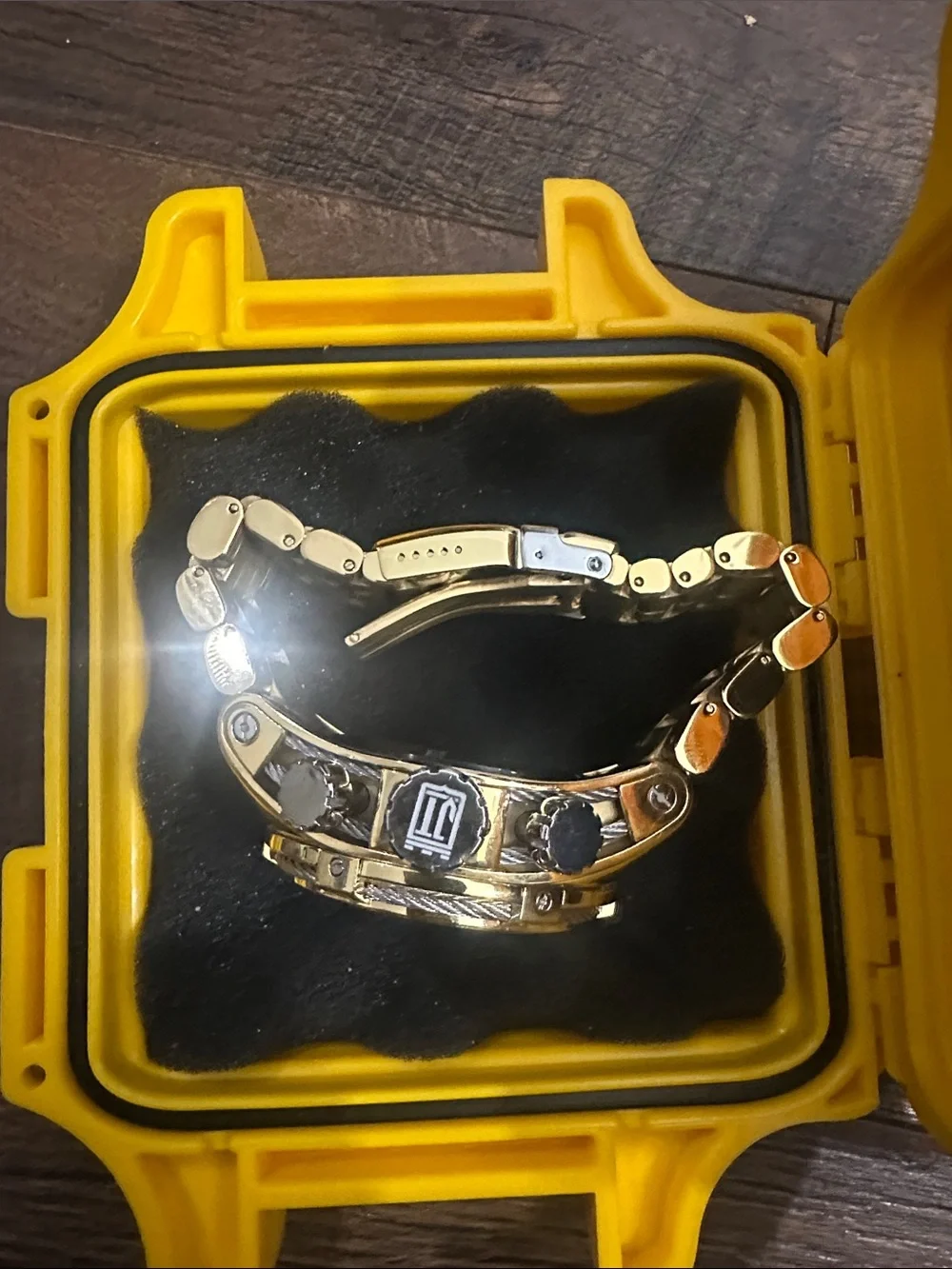 Invicta Gold and Black Men's Chronograph Watch in Yellow Case